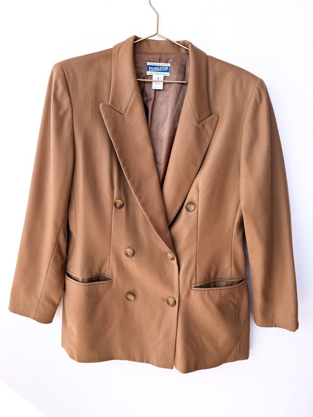 Pendleton 100% Virgin Wool Brown Double Breasted Brown Blazer Size 8